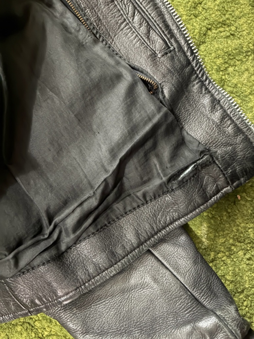 Vintage 1960s Black Leather Biker Jacket - Picture 14 of 16
